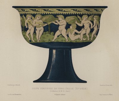 Coppa di vetro smaltato veneziano da European School