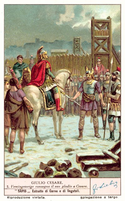 Vercingetorige consegna la sua spada a Giulio Cesare dopo l