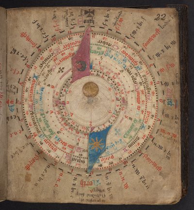 Volvelle da un calendario astronomico con tavole lunari e altre tavole, Egerton MS 848 da European School