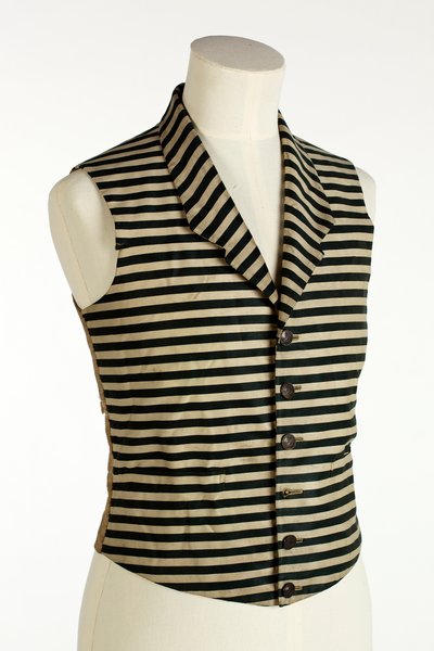 Gilet con strisce orizzontali verde scuro e bianche, c.1800-50 da European School