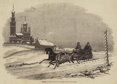 Inverno in Russia (incisione) da European School