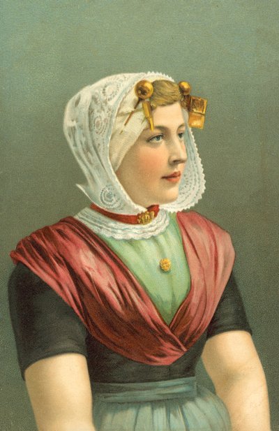 Donna in costume tradizionale (litografia a colori) da European School