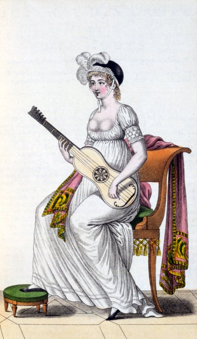 Donna con chitarra, fine XVIII secolo da European School