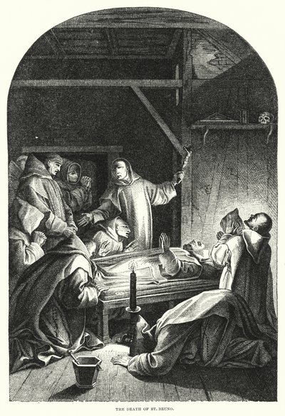 La morte di San Bruno (incisione) da Eustache (after) Le Sueur