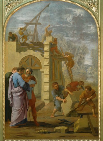 Saint Bruno fait construire le monastere - San Bruno ordina la costruzione del monastero ... da Eustache (studio of) Le Sueur