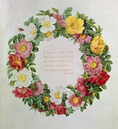 Claude-Antoine Thory Les roses, Frontespizio: Ghirlanda con un
