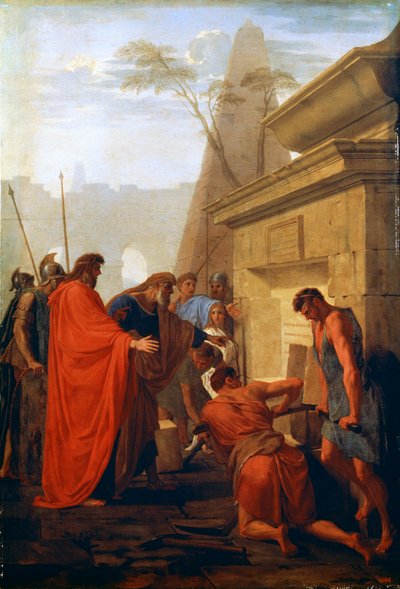 Dario il Grande apre la tomba di Nitocris, XVII secolo da Eustache Le Sueur
