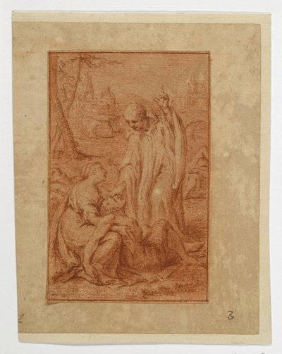 Ein Heiliger heilt einen Kranken oder erweckt einen Toten (?) da Eustache Le Sueur