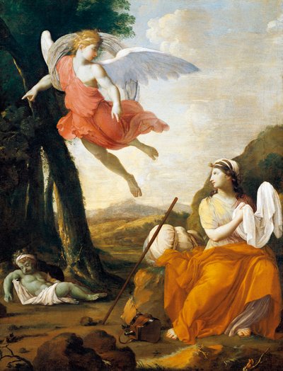 Agar e Ismaele salvati da un angelo da Eustache Le Sueur