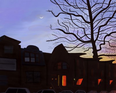 9th Street, Brooklyn, 2016 (disegnato a mano su un iPad con una matita Apple) da Evan Sklar