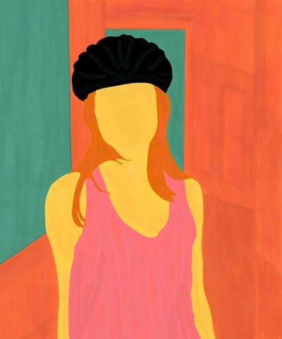 Ava con casco da bici, Brooklyn (arte digitale) da Evan Sklar