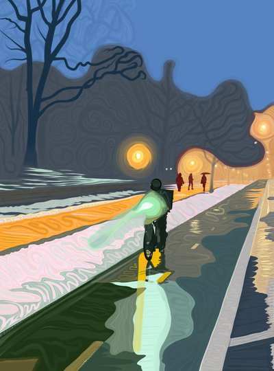 Pista ciclabile, Prospect Park Brooklyn (arte digitale) da Evan Sklar
