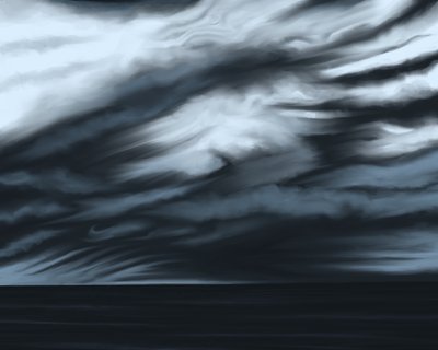 Cielo e oceano blu, 2020-24 circa (arte digitale) da Evan Sklar