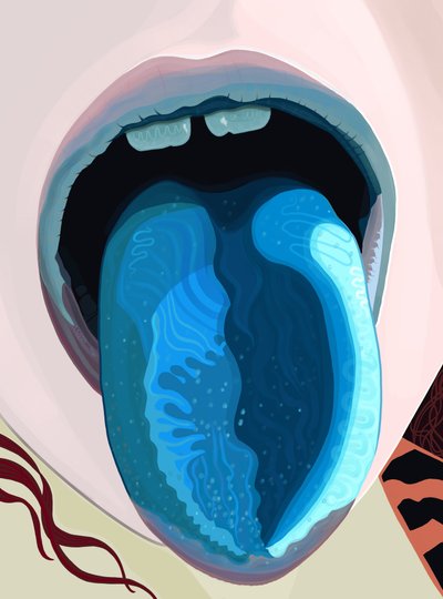 Lingua blu da ghiacciolo (arte digitale) da Evan Sklar