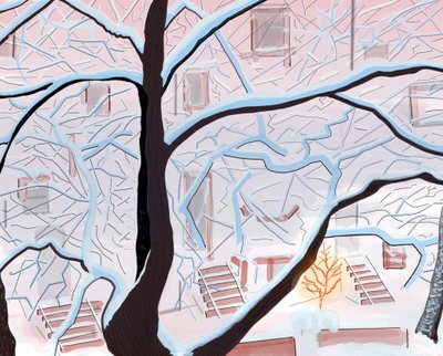 Brownstones in Snow , Brooklyn (arte digitale) da Evan Sklar