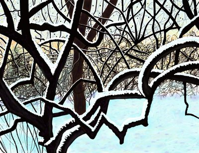 Ciliegio nella neve, Brooklyn (arte digitale) da Evan Sklar