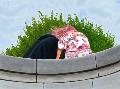 Coppia nel giardino delle Toulleries (arte digitale) da Evan Sklar