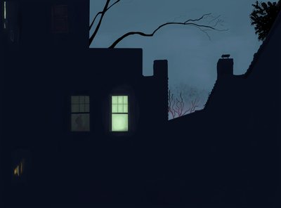 Coppia alla finestra di notte, Brooklyn (arte digitale) da Evan Sklar