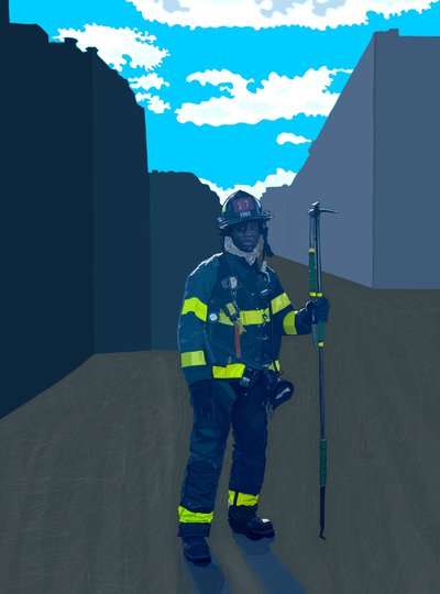 Vigile del fuoco tagliato, Bronx, New York (arte digitale) da Evan Sklar