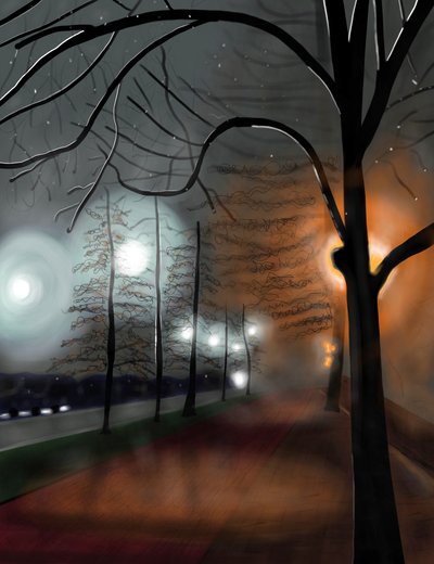 Nebbia notturna, Prospect Park, Brooklyn (arte digitale) da Evan Sklar