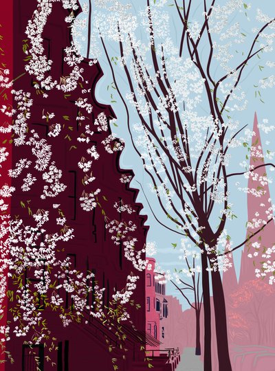 Garfield Place, Spring, Brooklyn, 2020-24 circa (arte digitale) da Evan Sklar
