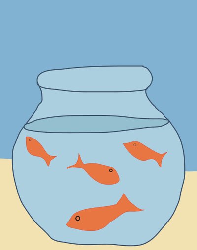 Goldfish In Bowl, 2015 (disegnato a mano su iPad con una matita Apple) da Evan Sklar