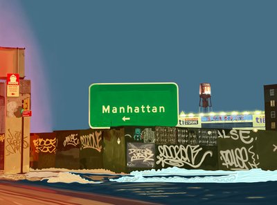 Uscita di Hamilton Avenue, Brooklyn (arte digitale) da Evan Sklar