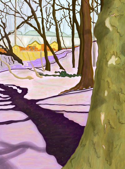 Collina con croco, Prospect Park (arte digitale) da Evan Sklar