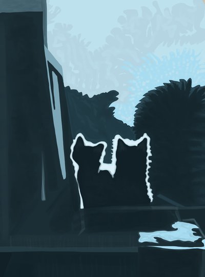 Gattini fuori dalla finestra (arte digitale) da Evan Sklar