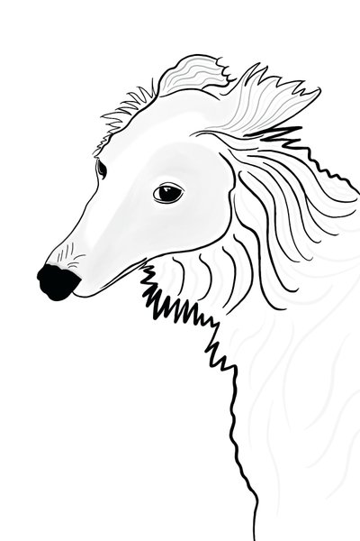 Disegno lineare di Silken Windhound (arte digitale) da Evan Sklar