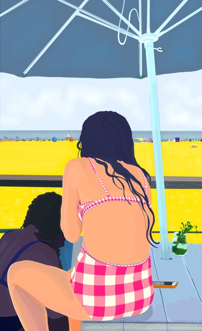 Gingham magenta a Rockaway Beach (arte digitale) da Evan Sklar