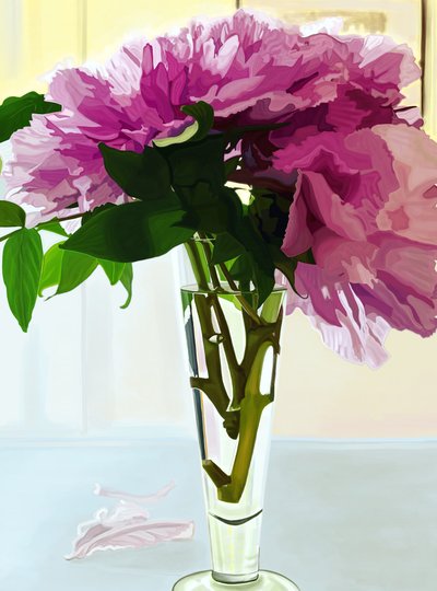 Peonie magenta in vaso (arte digitale) da Evan Sklar
