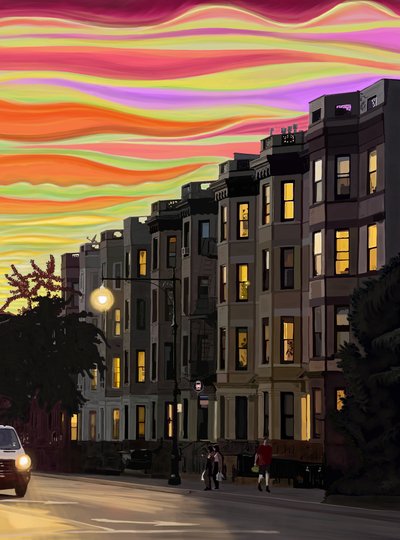 Nona Strada Nove del mattino (arte digitale) da Evan Sklar