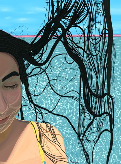 Capelli della piscina, 2020-24 circa (arte digitale) da Evan Sklar
