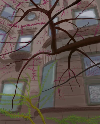 Prospect Parek West e Fifth Street, Brooklyn, 2017 (disegnato a mano su un iPad con una matita Apple) da Evan Sklar