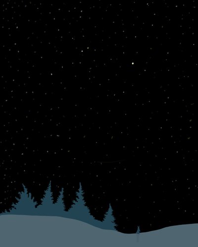 Coniglio nella neve di notte, Brooklyn (arte digitale) da Evan Sklar