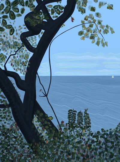 Mare e barca a vela, Brooklyn (arte digitale) da Evan Sklar