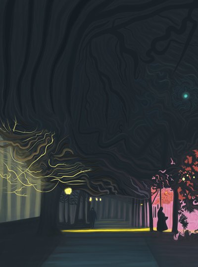 Marciapiede, Prospect Park West, 6 del mattino (arte digitale) da Evan Sklar