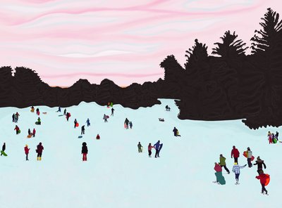 Slitta, Prospect Park (arte digitale) da Evan Sklar