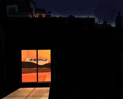 Uomo che dorme, Williansburg (arte digitale) da Evan Sklar
