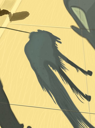 Caffè versato e ombra di cane sul marciapiede, Brooklyn (arte digitale) da Evan Sklar
