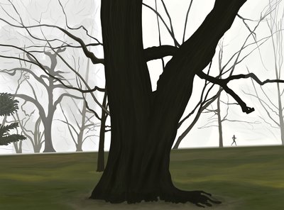 Albero e jogger. Mattina presto. Prospect park (arte digitale) da Evan Sklar
