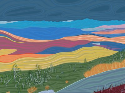 Vista dei monti Catskill in autunno (arte digitale) da Evan Sklar