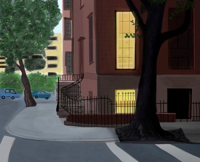 Willow and Middagh Street, 2016 (disegnato a mano su un iPad con una matita Apple) da Evan Sklar