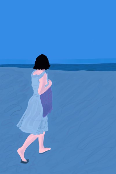 Donna sulla spiaggia di Fire Island (arte digitale) da Evan Sklar