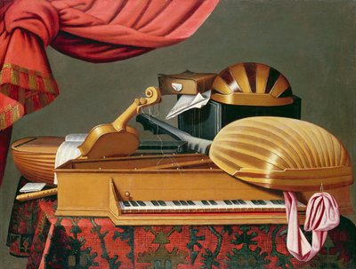Natura morta con strumenti musicali da Evaristo workshop of Baschenis