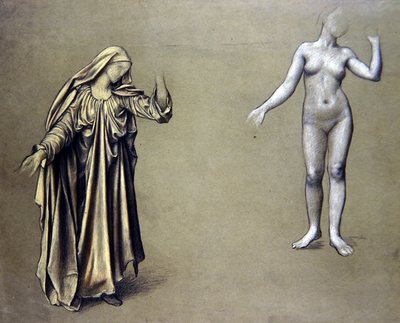 Studio di figura drappeggiata con nudo accompagnante da Evelyn De Morgan
