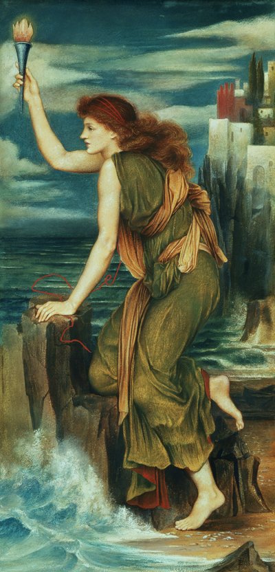 Eroe in attesa del ritorno di Leandro, 1885 da Evelyn De Morgan