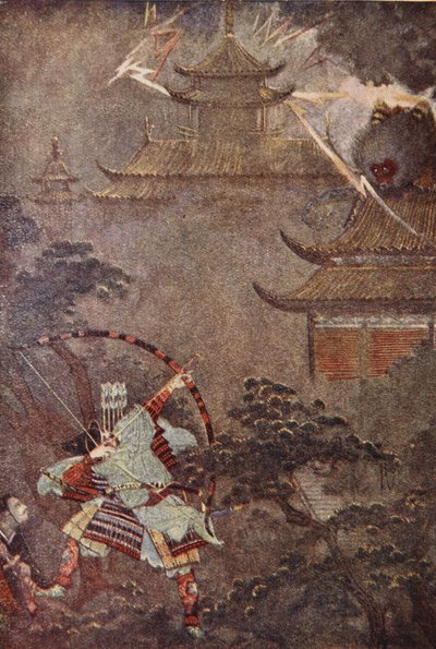 Yorimasa uccide il mostro, illustrazione da 