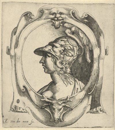 Busto di giovane donna con elmo da Everard Crynsz. van der Maes